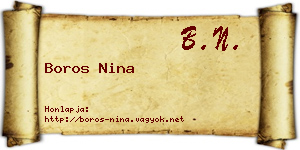 Boros Nina névjegykártya